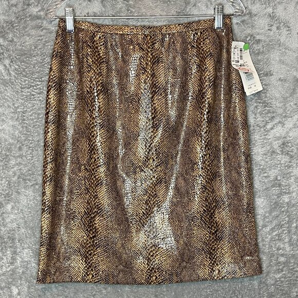 Vtg Women Y2K Bratz Jacquard Faux Snake Printed Straight Pencil Mini Skirt 10 - Picture 1 of 11